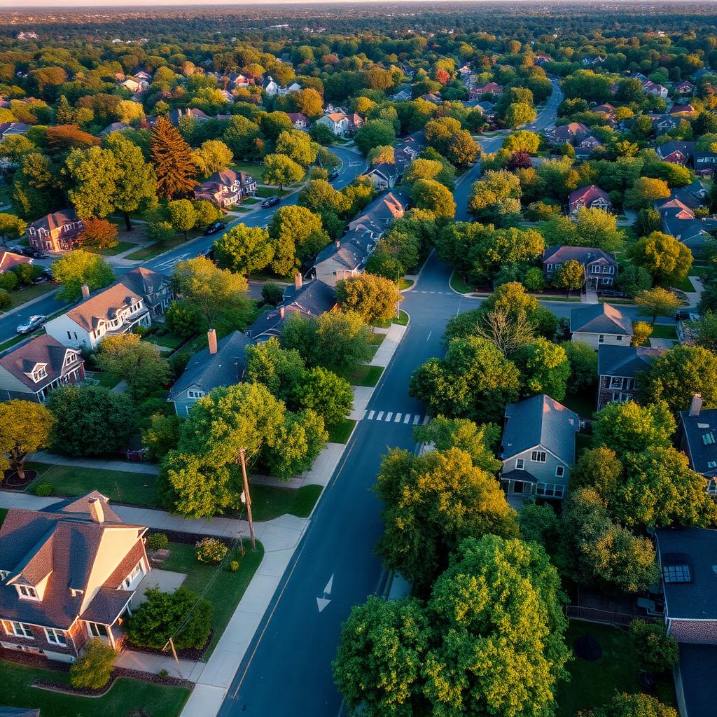 Aerial view of a New Jersey neighborhood